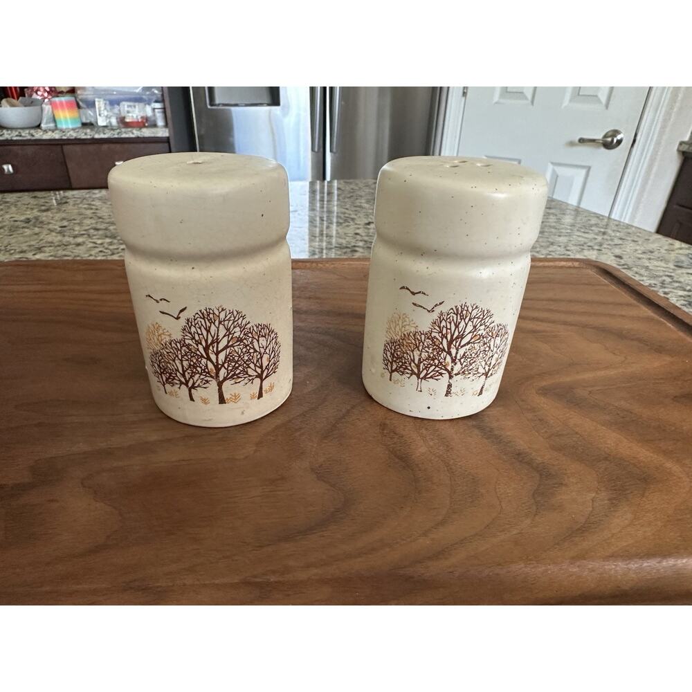 Vintage 80's Stoneware Salt & Pepper Shakers